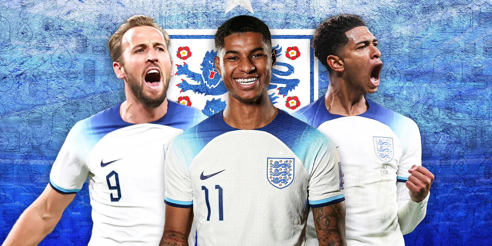 Ba ngôi sao tuyển Anh Harry Kane, Marcus Rashford và Jude Bellingham