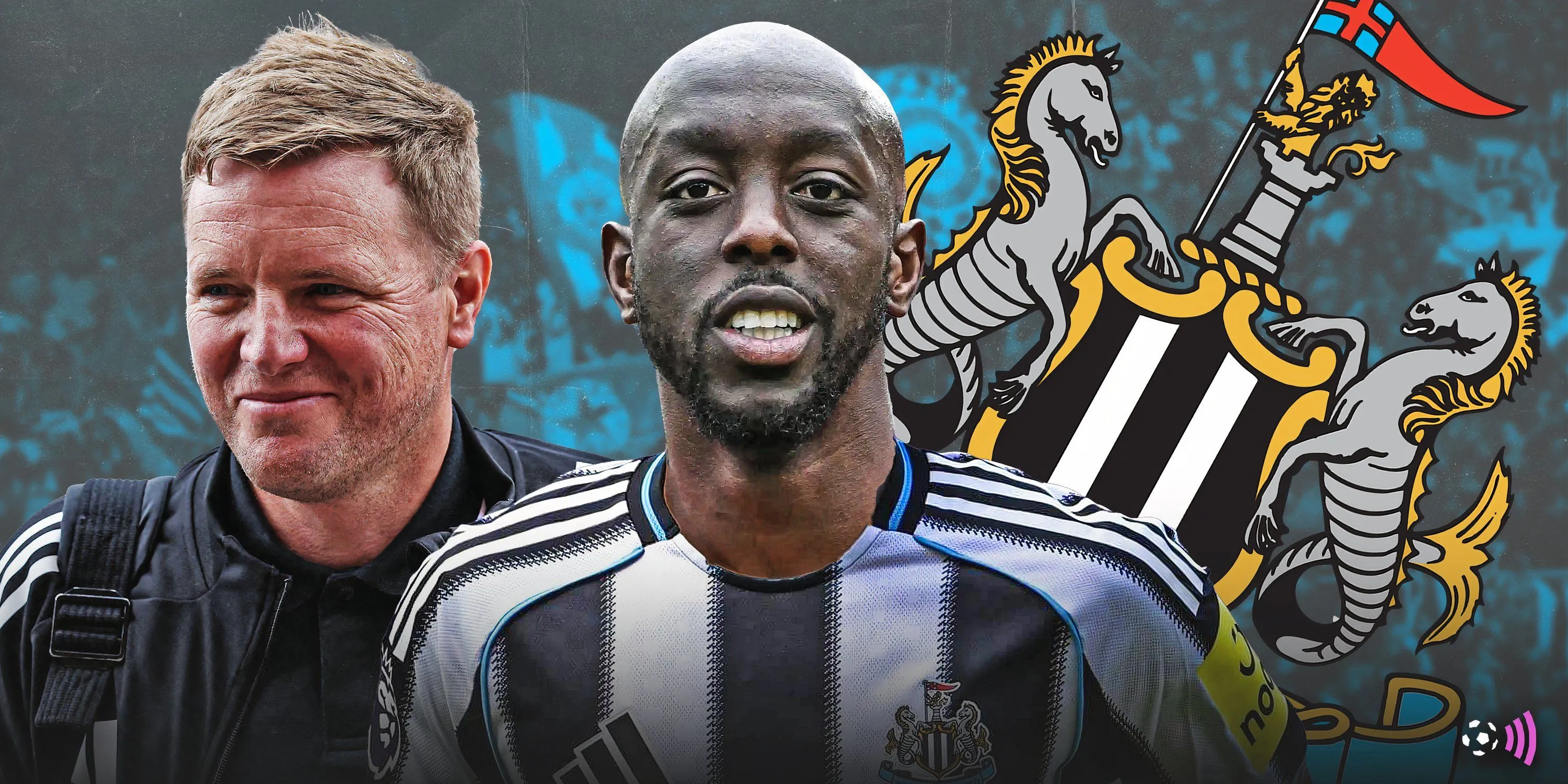 HLV Eddie Howe của Newcastle United và tiền đạo Yoane Wissa trên sân cỏ Ngoại hạng Anh.